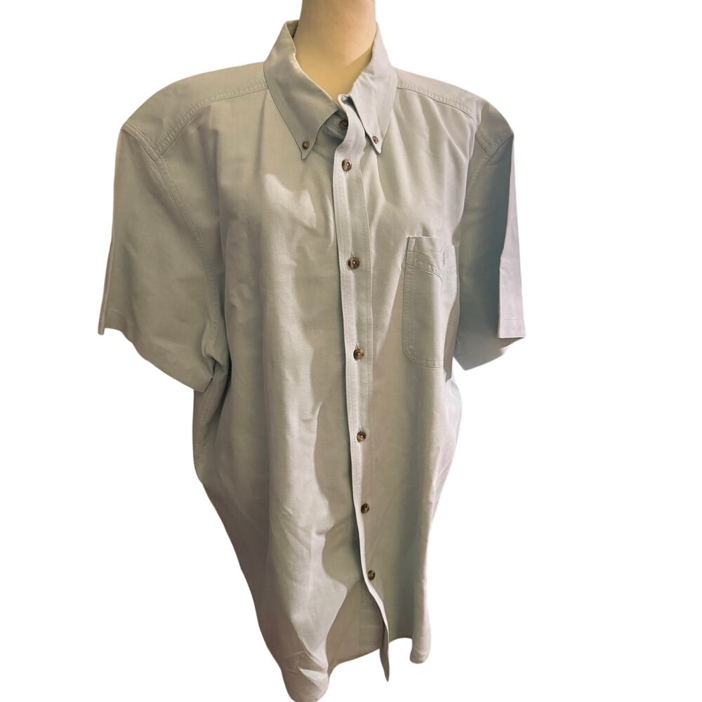 Guide Series Men’s Short Sleeve Button-Down Shirt XL Light Blue 100% Cotton